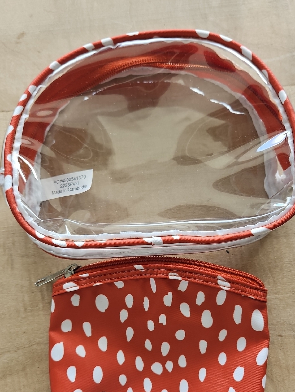 Clear Red Dot Cosmetic Bag Set - Travel-Friendly Makeup Pouches